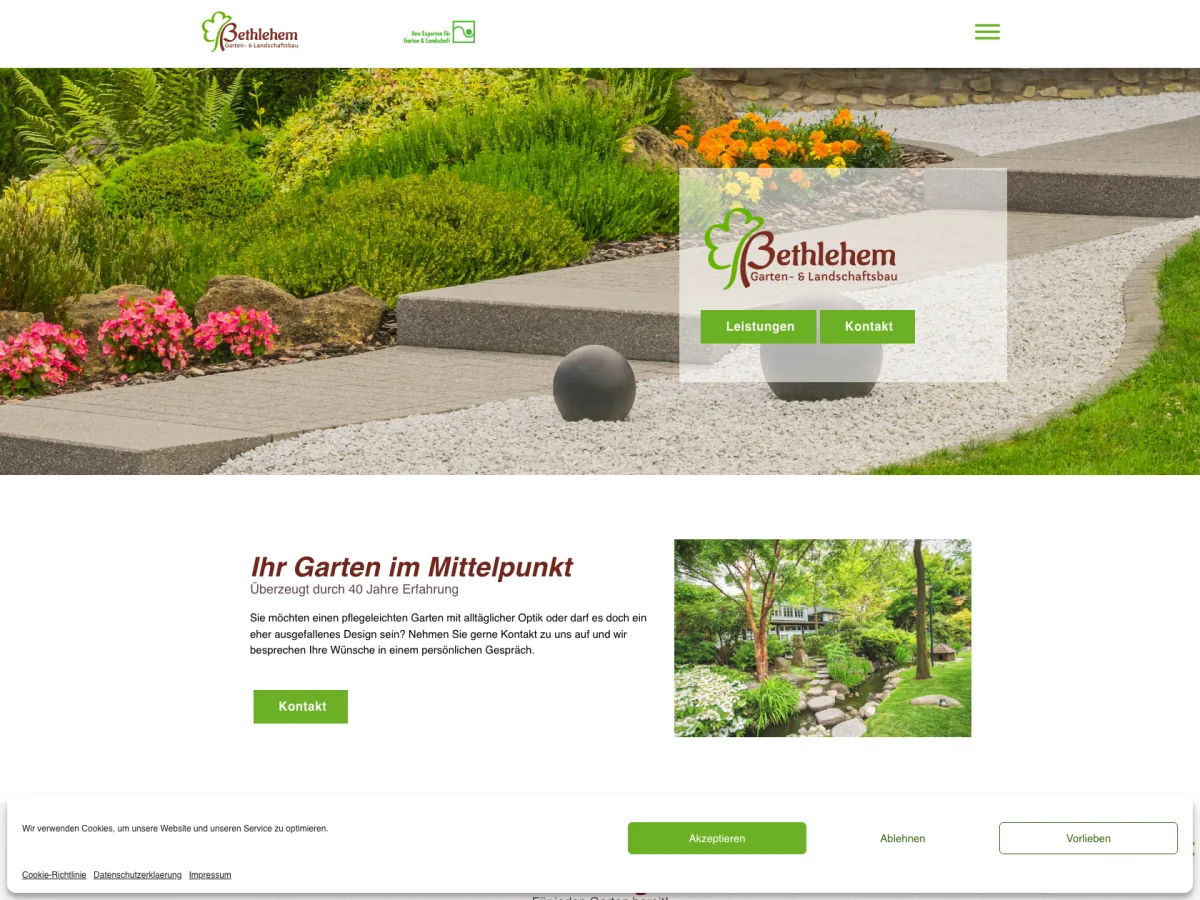 Website-Referenz Bethlehem Gartenbau – Webdesign & Development von Coding Gorillas