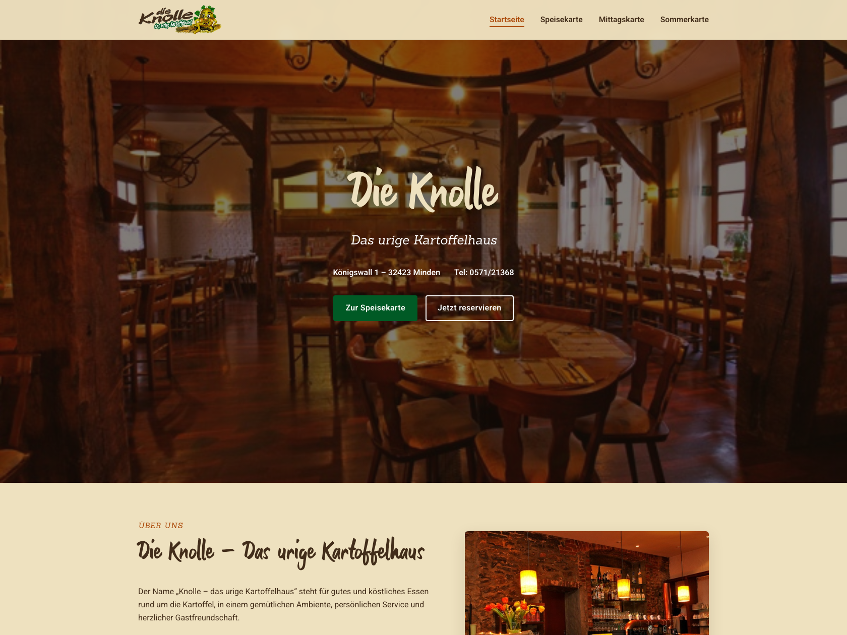 Website-Referenz Die Knolle – Webdesign & Development von Coding Gorillas