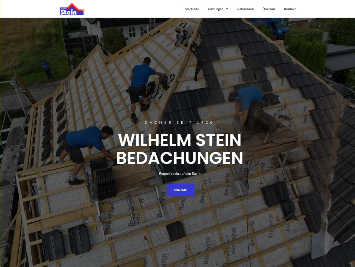 Website-Referenz Stein Bedachungen – Webdesign & Development von Coding Gorillas